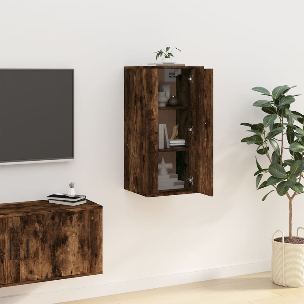 vidaXL Wall Mounted TV Cabinet Smoked Oak 40x34,5x80 cm