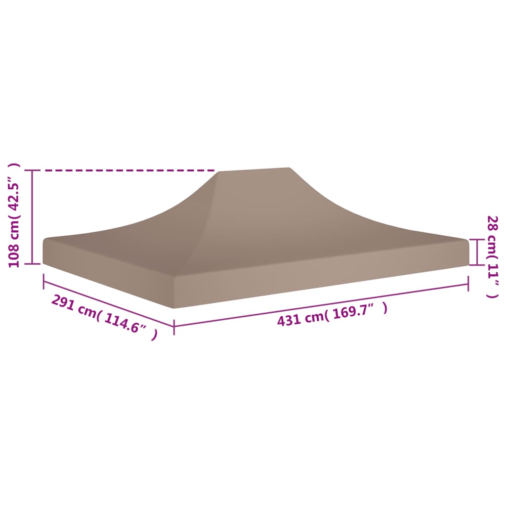 vidaXL Party Tent Roof 4.5x3 m Taupe 270 g/m²