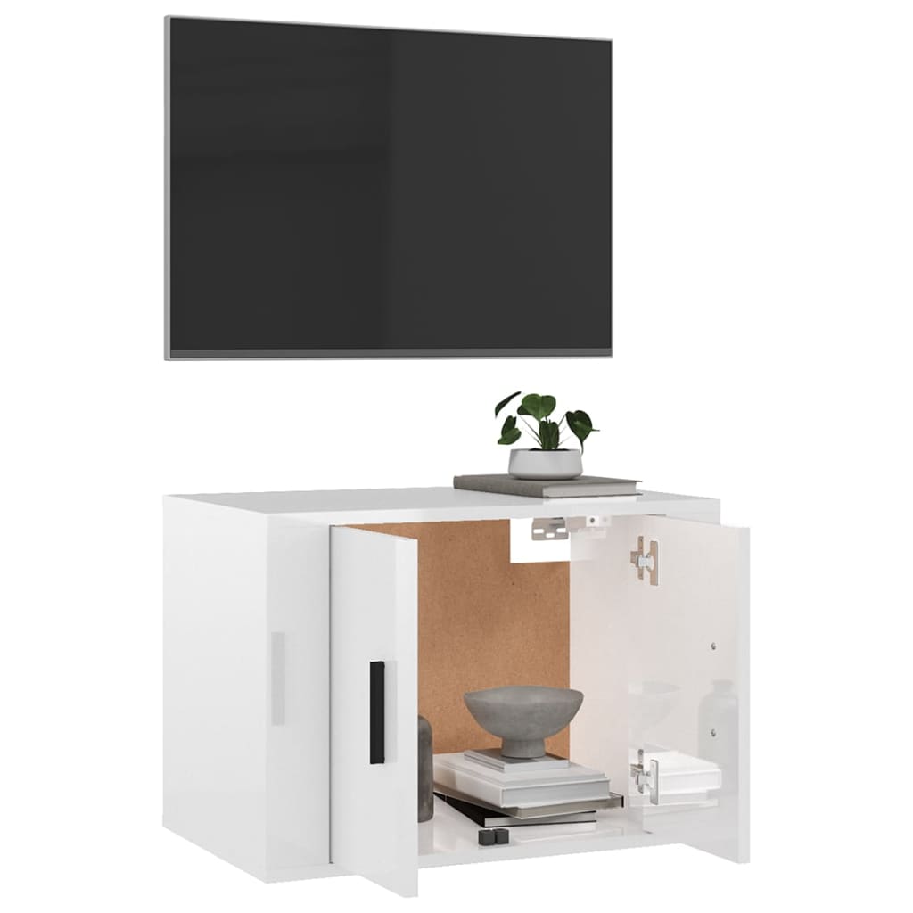 vidaXL Wall Mounted TV Cabinet High Gloss White 57x34.5x40 cm