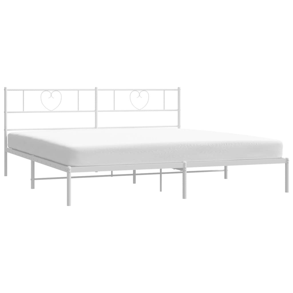 vidaXL Metal Bed Frame without Mattress with Headboard White 180x200cm