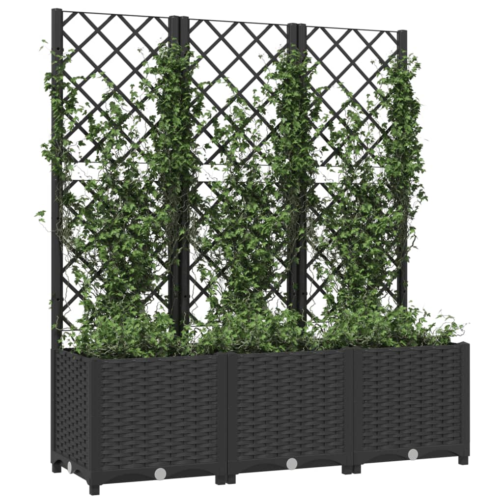 vidaXL Garden Planter with Trellis Black 120x40x136 cm PP