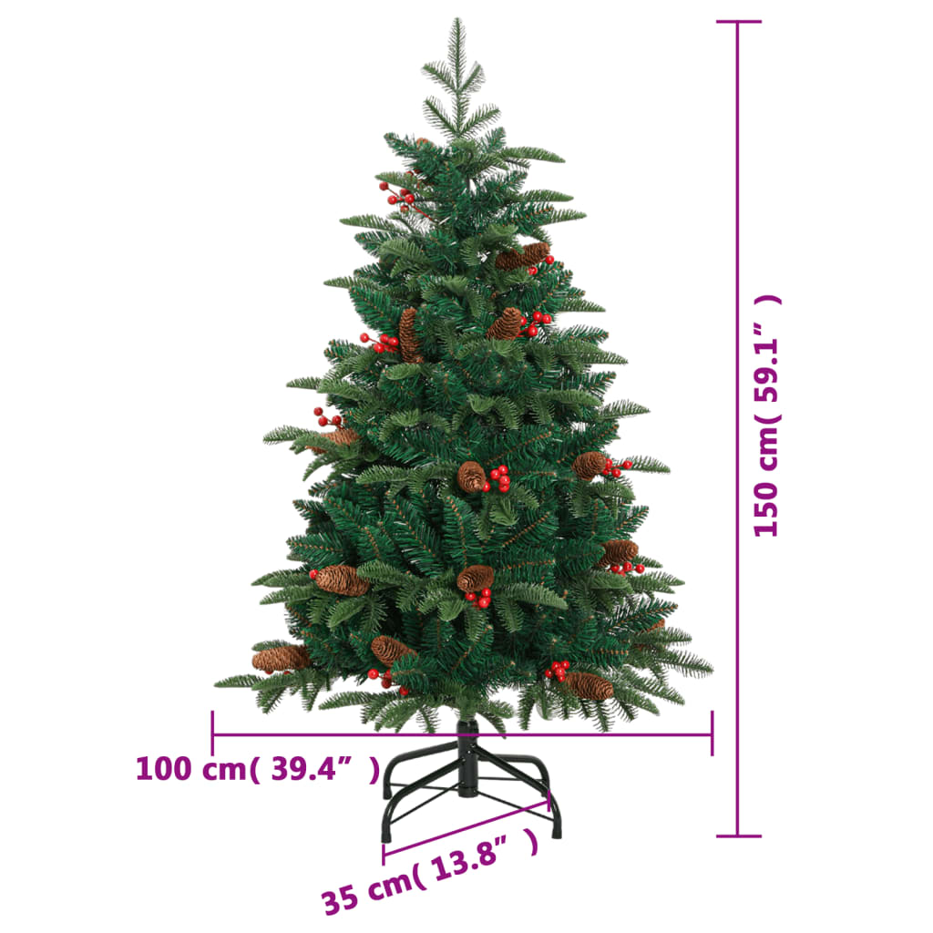 vidaXL Artificial Hinged Christmas Tree 150 LEDs 150 cm