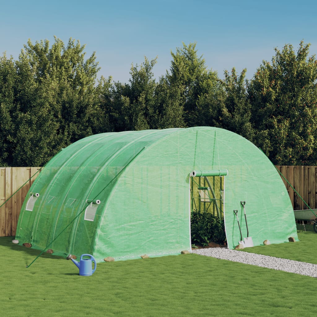 vidaXL Greenhouse with Steel Frame Green 24 m² 6x4x2.85 m