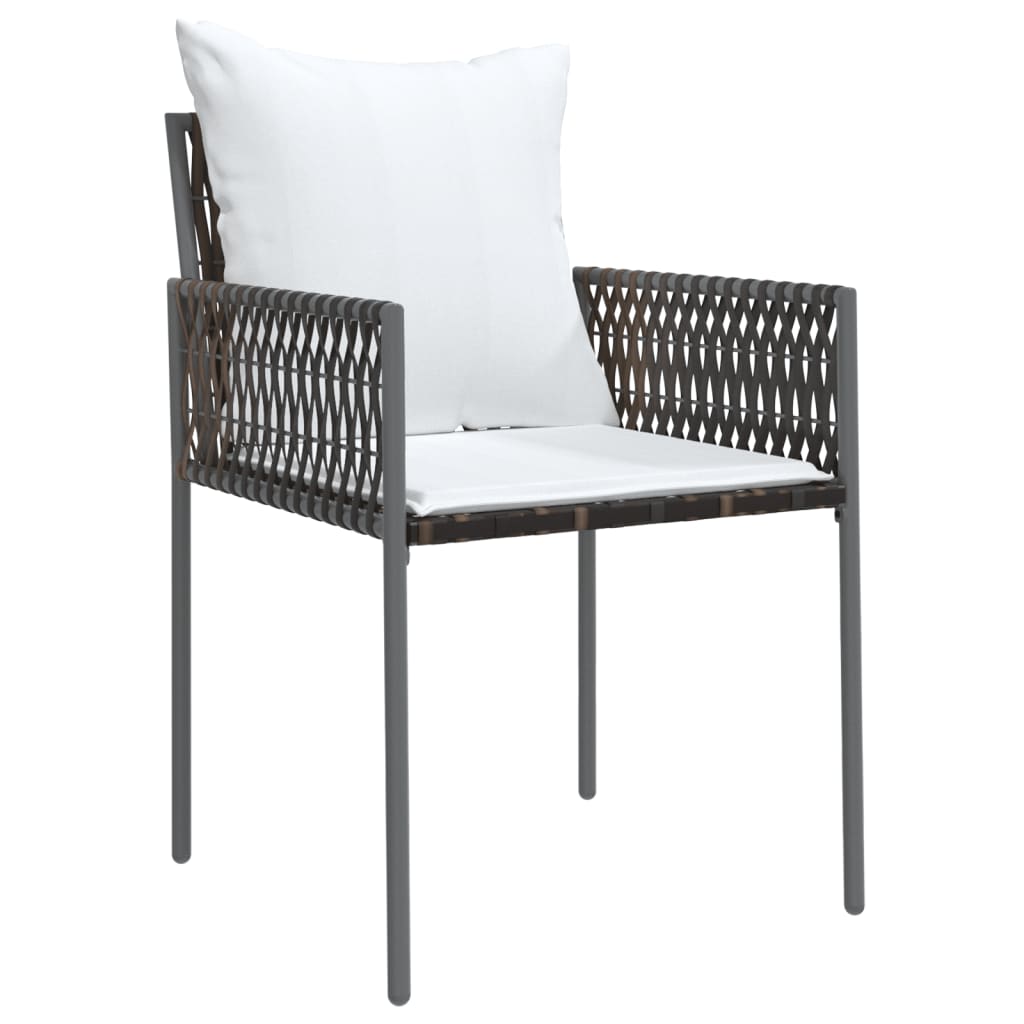 vidaXL 7 Piece Garden Dining Set with Cushions Poly Rattan and Steel