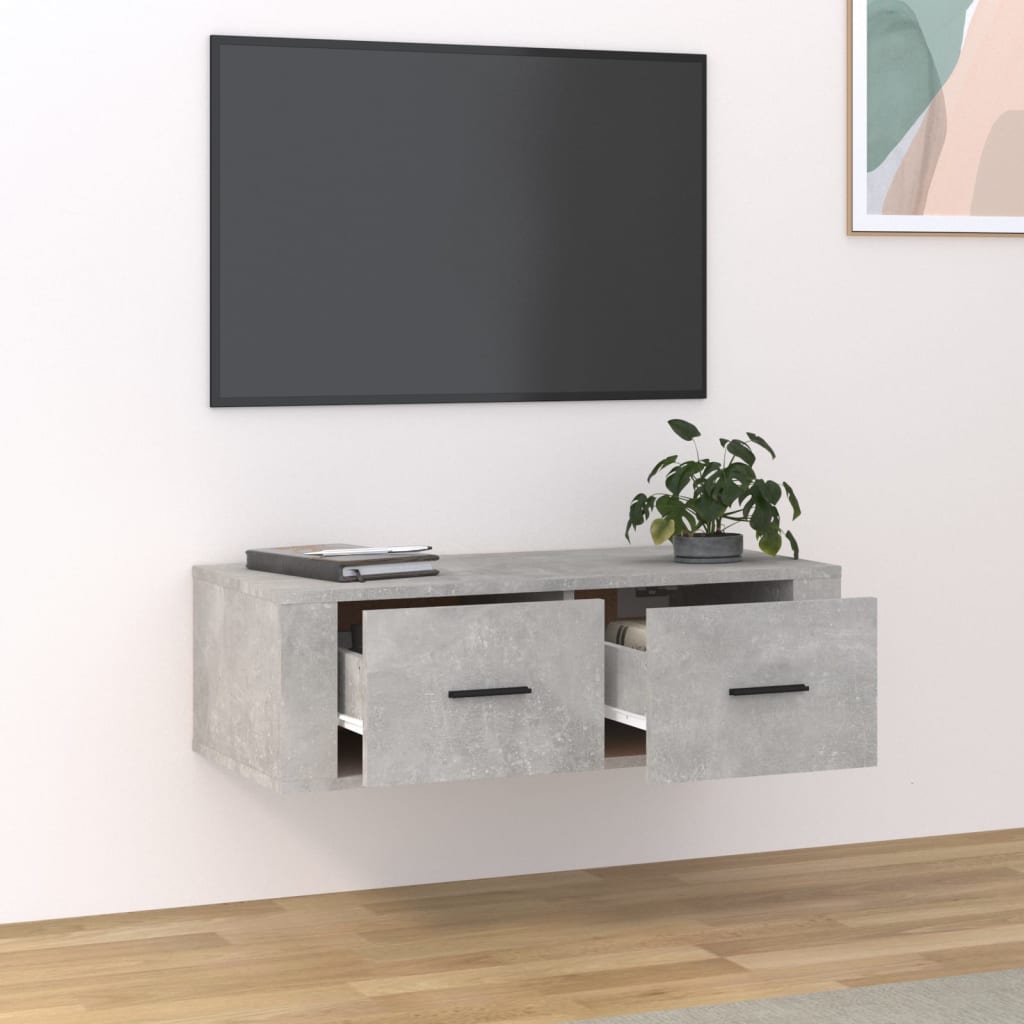 vidaXL Hanging TV Cabinet Concrete Grey 80x36x25 cm Engineered Wood