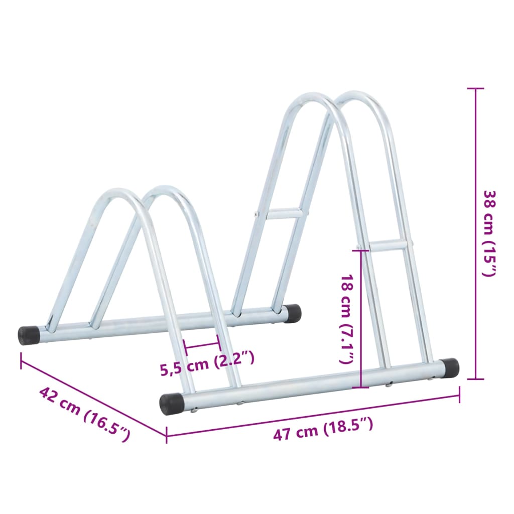 vidaXL Bicycle Stand for 2 Bikes Floor Freestanding Galvanised Steel