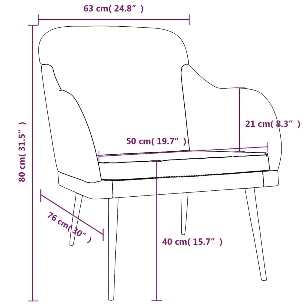 vidaXL Armchair Black 63x76x80 cm Velvet