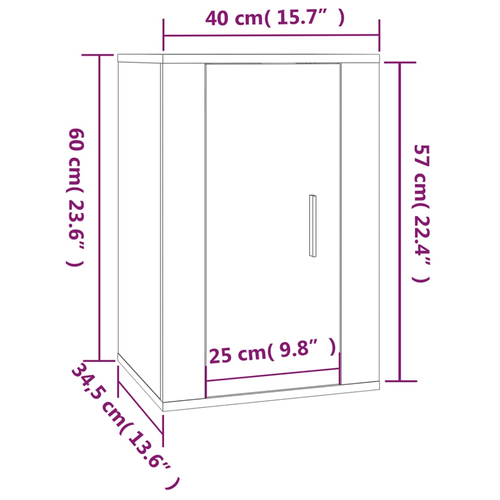 vidaXL Wall Mounted TV Cabinets 2 pcs Grey Sonoma 40x34.5x60 cm