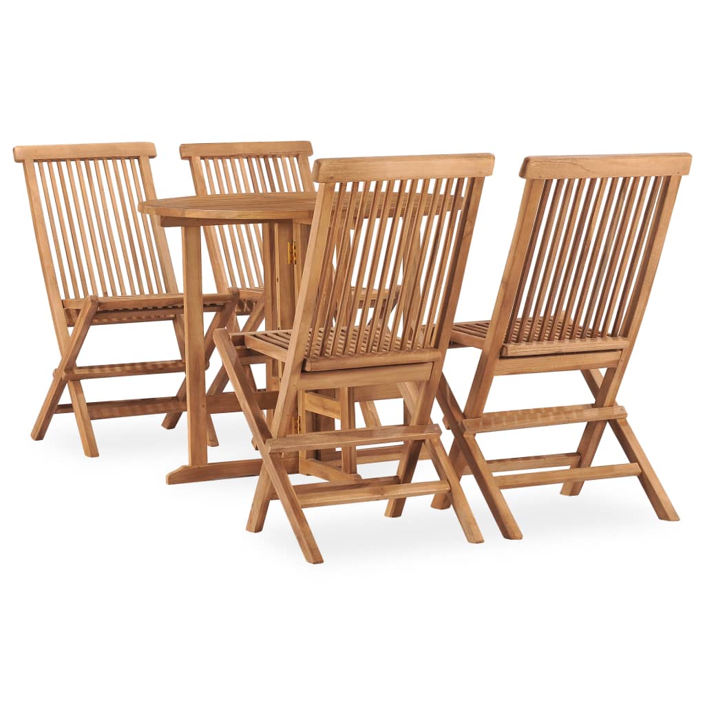 vidaXL 5 Piece Folding Outdoor Dining Set Solid Teak Wood