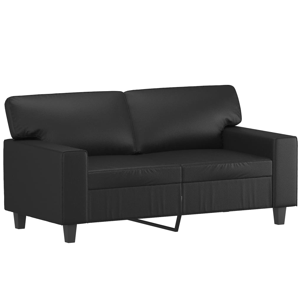 vidaXL 3 Piece Sofa Set with Pillows Black Faux Leather