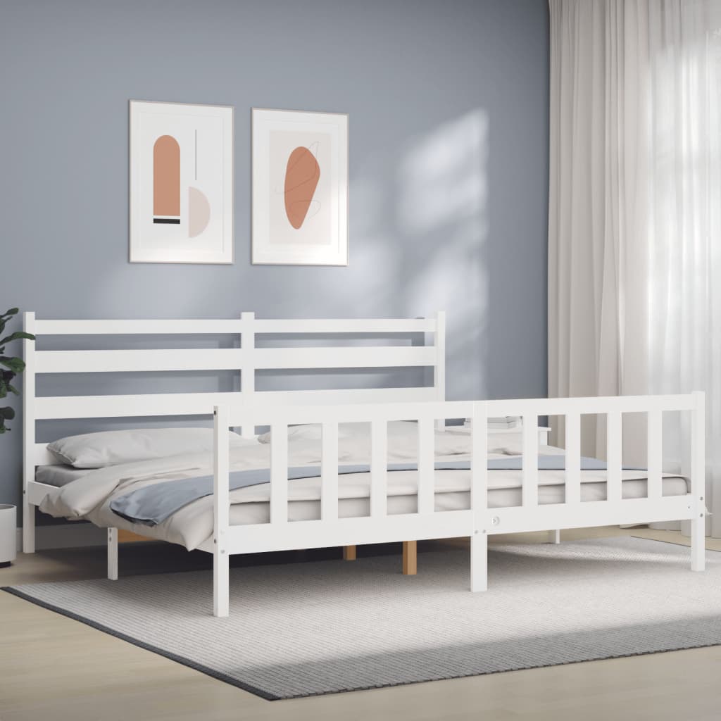 vidaXL Bed Frame without Mattress White Solid Wood Pine