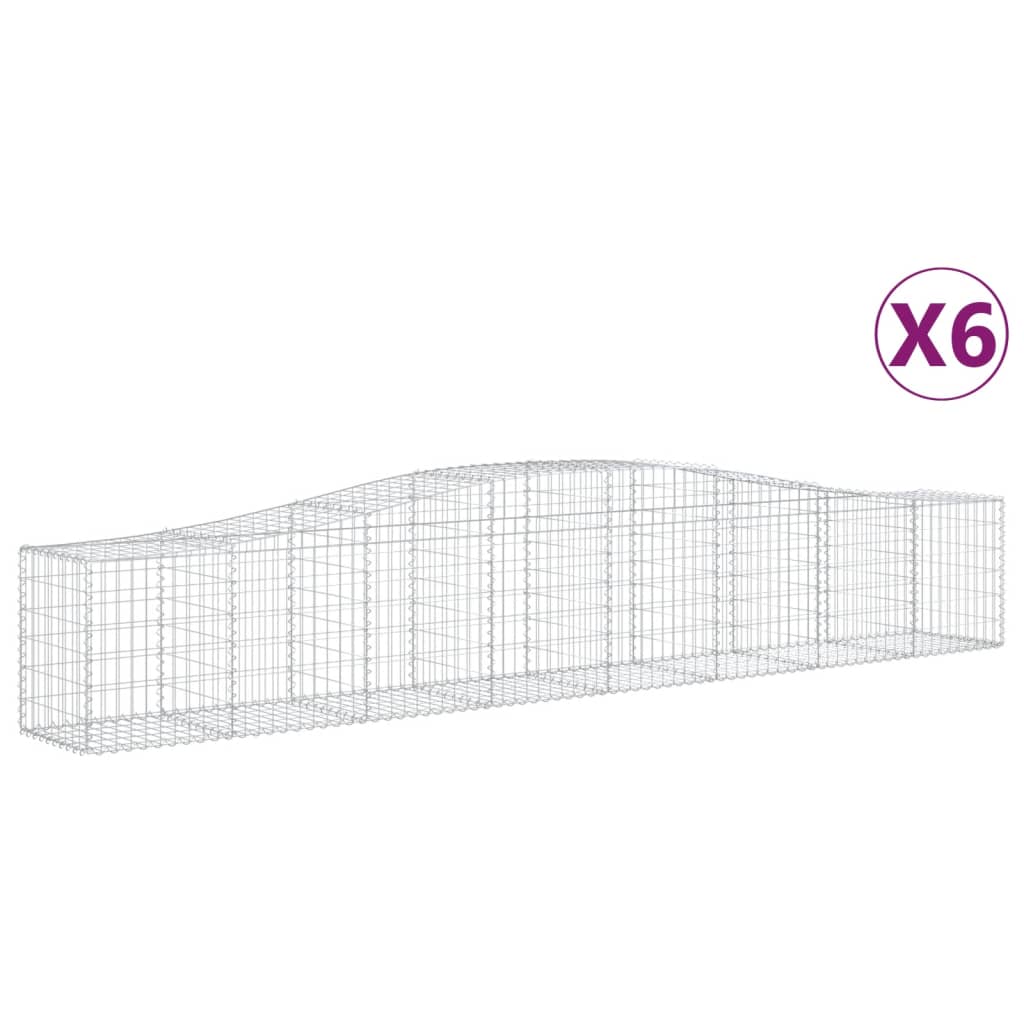 vidaXL Arched Gabion Baskets 6 pcs 400x50x60/80 cm Galvanised Iron