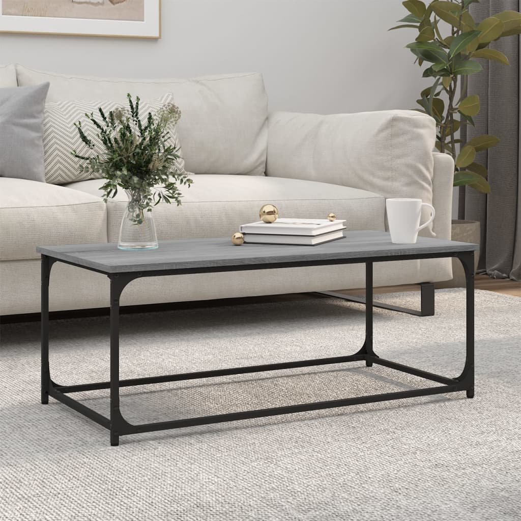 vidaXL Coffee Table Grey Sonoma 102x50x40 cm Engineered Wood and Iron