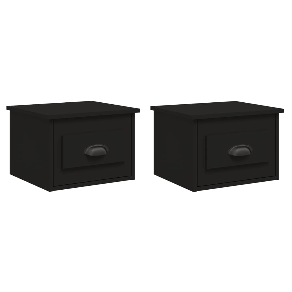 vidaXL Wall-mounted Bedside Cabinets 2 pcs Black 41.5x36x28cm