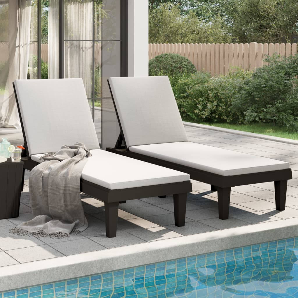 vidaXL Sun Loungers 2 pcs Black 155x58x83 cm Polypropylene