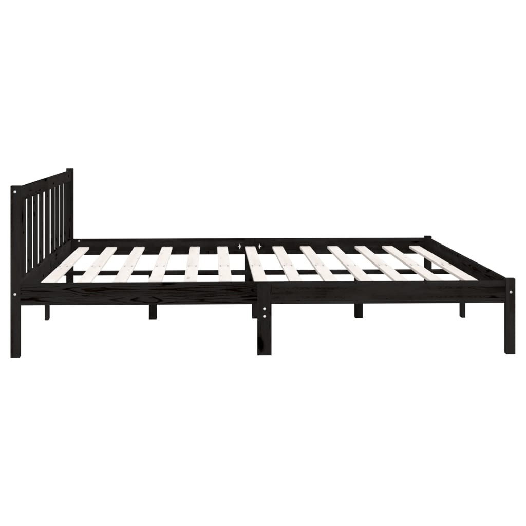 vidaXL Bed Frame without Mattress Black Solid Wood Super King Size