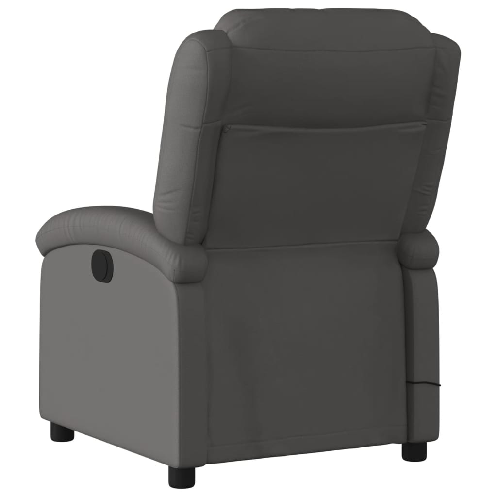 vidaXL Massage Recliner Chair Grey Real Leather