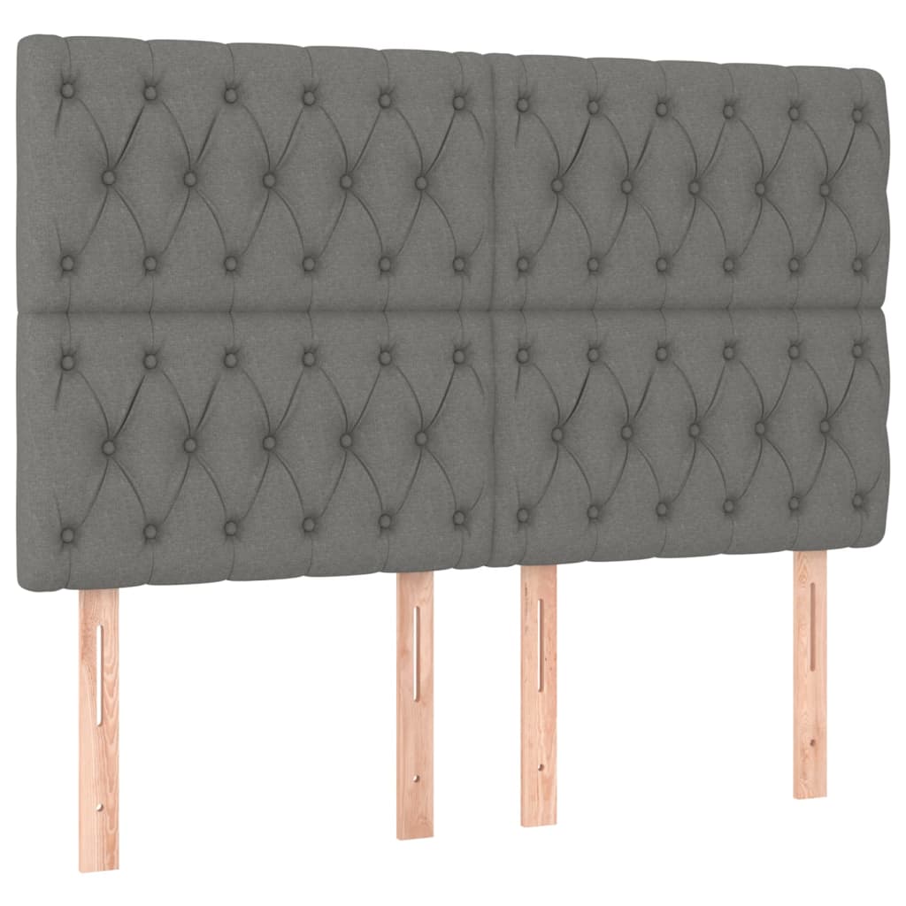 vidaXL LED Headboard Dark Grey 160x7x118/128 cm Fabric