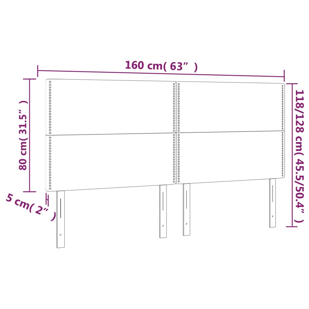 vidaXL LED Headboard Dark Grey 160 cm Fabric