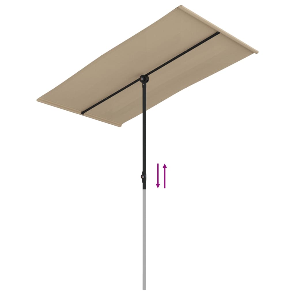 vidaXL Garden Parasol with Aluminium Pole 180x110 cm Taupe