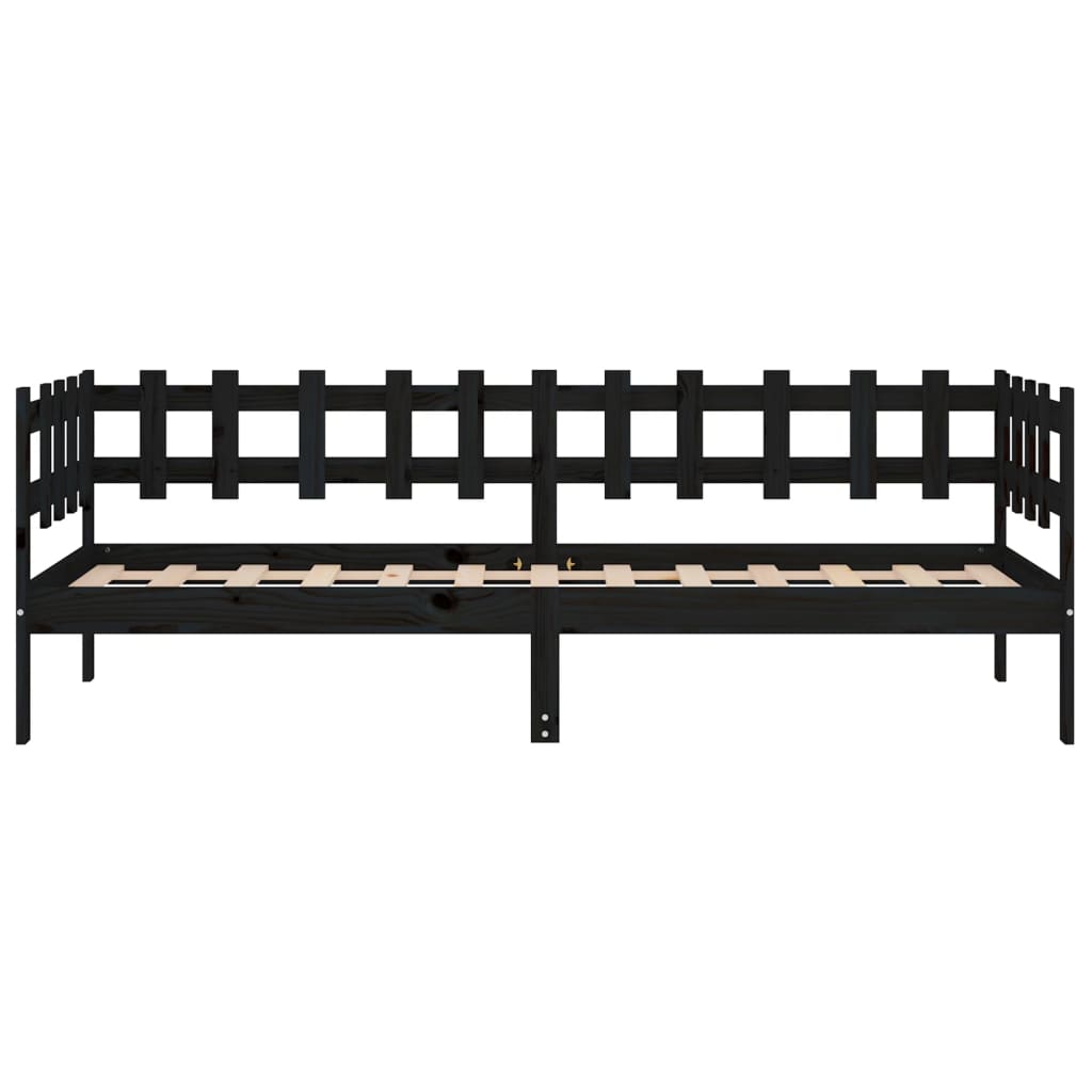 vidaXL Day Bed without Mattress Black 90x190 cm Single Solid Wood Pine