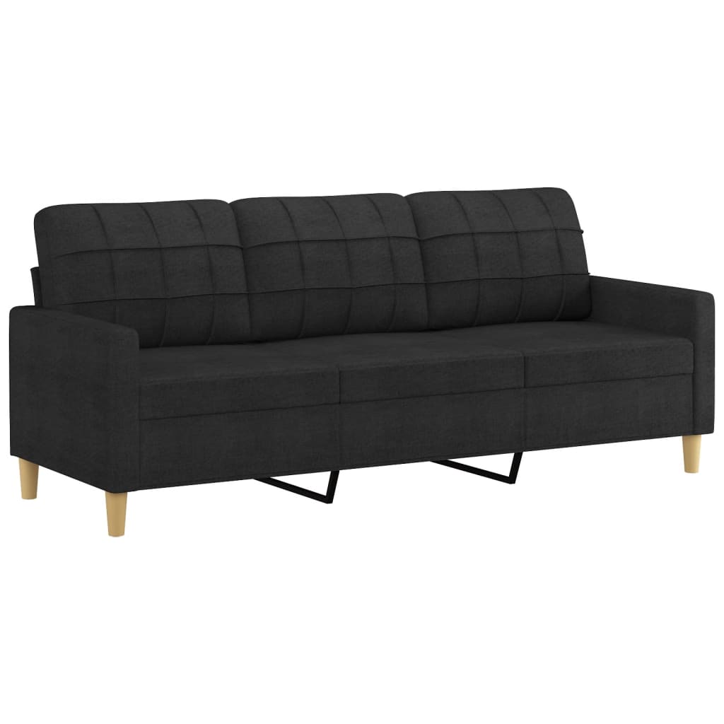 vidaXL 3 Piece Sofa Set with Pillows Black Fabric