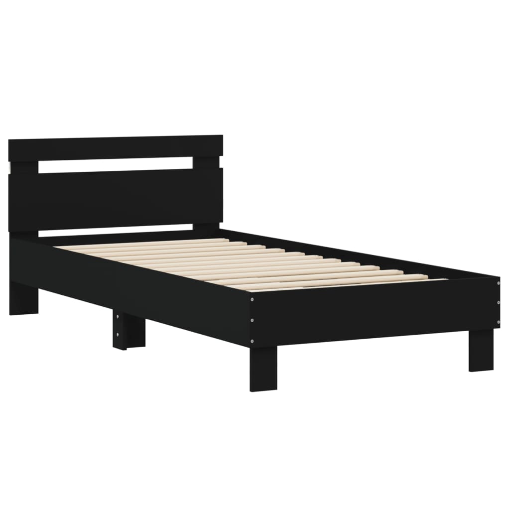 vidaXL Bed Frame without Mattress with LED Lights Black 90x190 cm Single