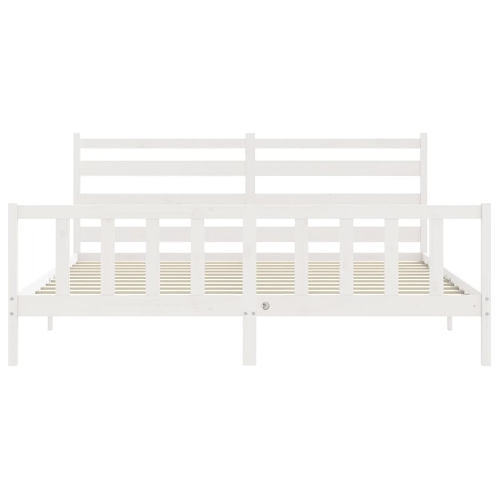 vidaXL Bed Frame without Mattress White Solid Wood Pine