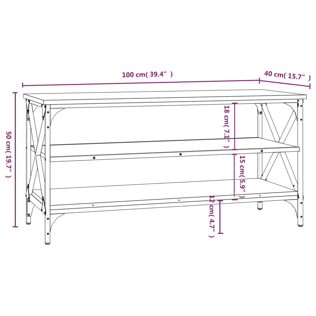 vidaXL TV Cabinet Sonoma Oak 100x40x50 cm Engineered Wood