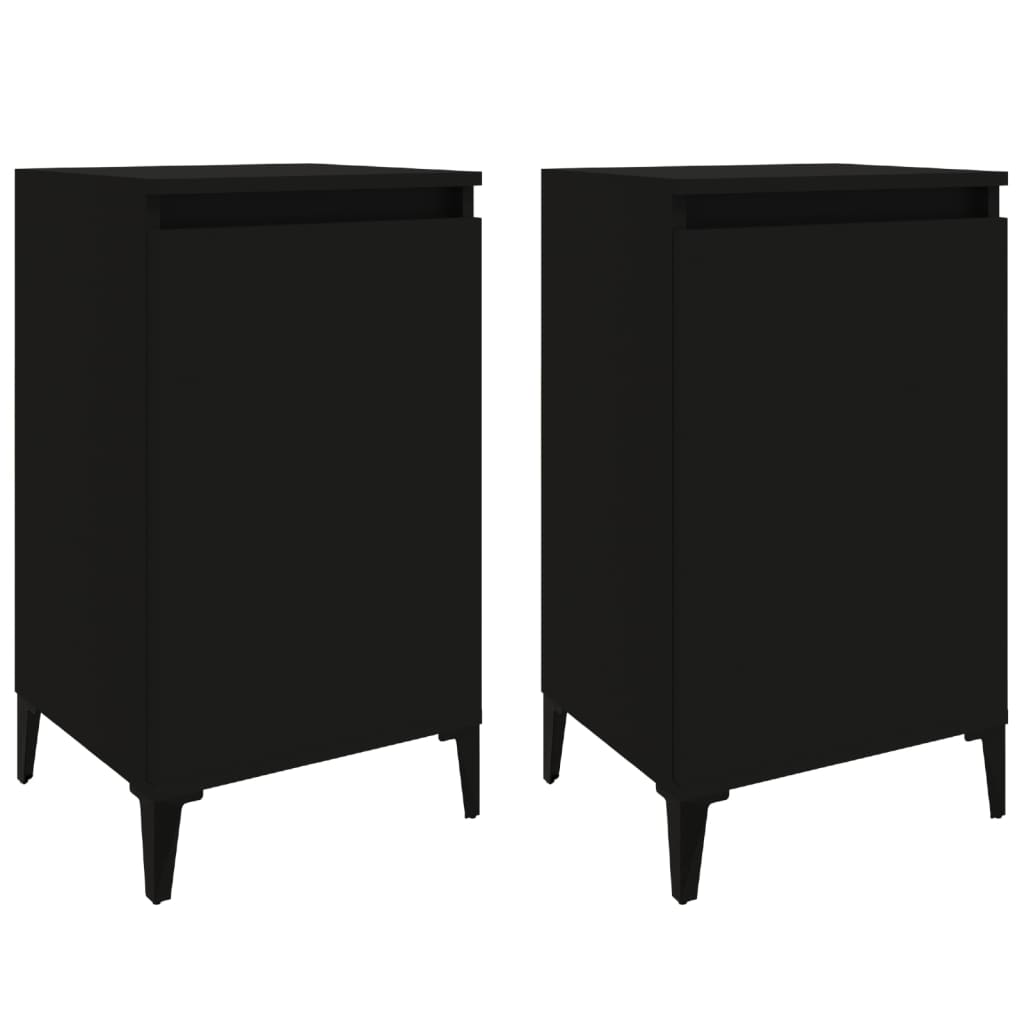 vidaXL Bedside Cabinets 2 pcs Black 40x35x70 cm Engineered Wood