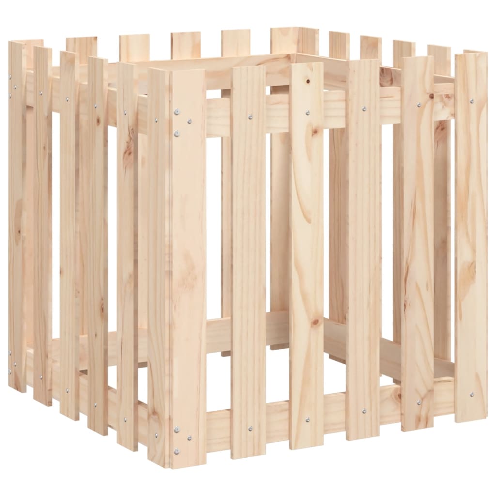 vidaXL Garden Planter with Fence Design 60x60x60 cm Solid Wood Pine