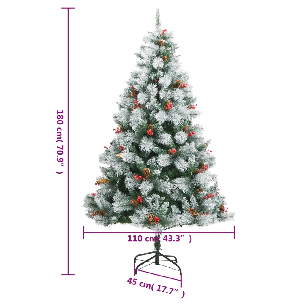 vidaXL Artificial Hinged Christmas Tree 300 LEDs & Ball Set 180 cm