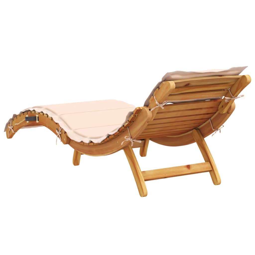 vidaXL Sun Lounger with Cushion Beige Solid Wood Acacia