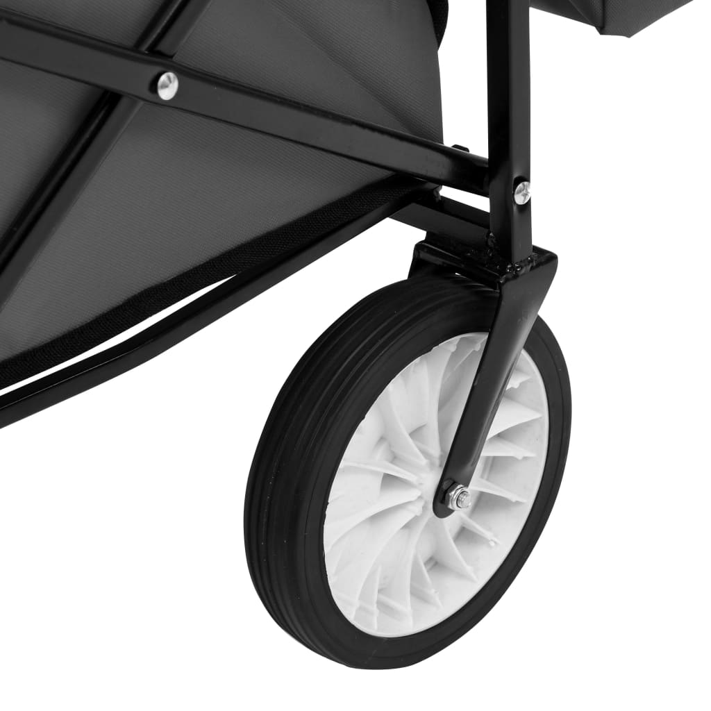 vidaXL Folding Hand Trolley with Canopy Steel Grey