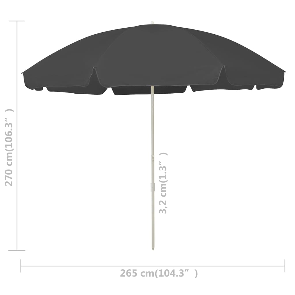 vidaXL Beach Parasol Anthracite 300 cm