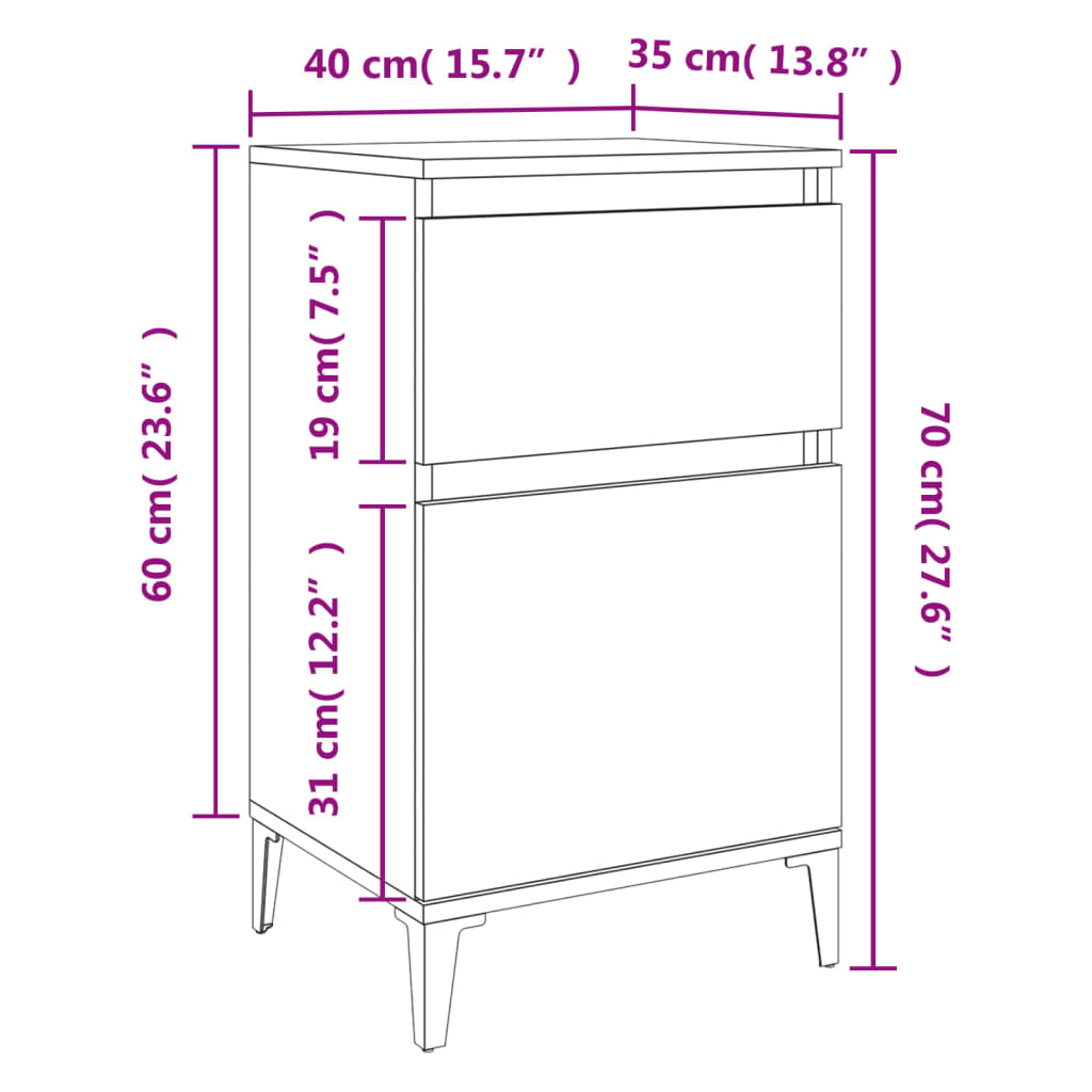 vidaXL Bedside Cabinet Smoked Oak 40x35x70 cm