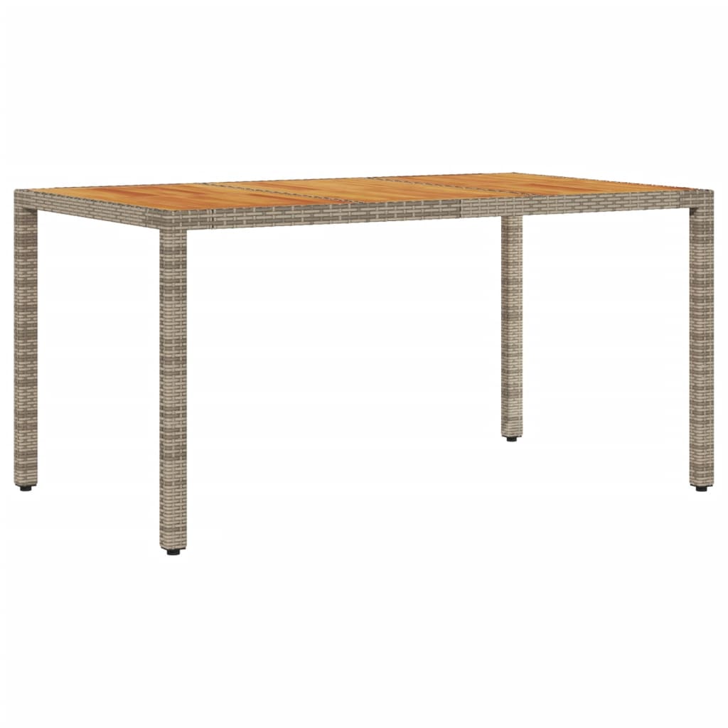 vidaXL Garden Table 150x90x75 cm Acacia Wood and Poly Rattan Grey