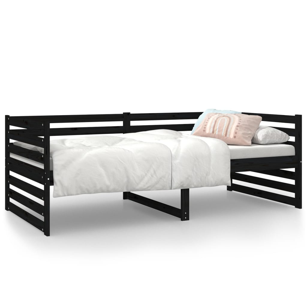 vidaXL Day Bed without Mattress Black 90x190 cm Single Solid Wood Pine