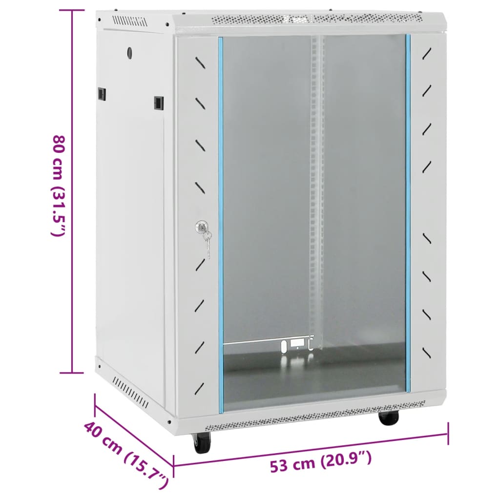 vidaXL 15U Network Cabinet with Swivel Feet 19" IP20 53x40x80 cm