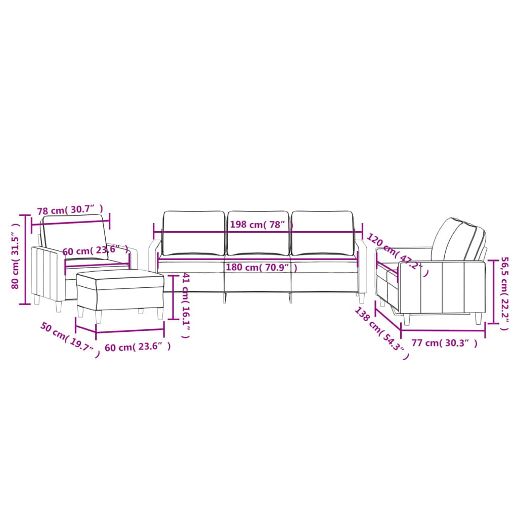 vidaXL 4 Piece Sofa Set with Cushions Black Velvet