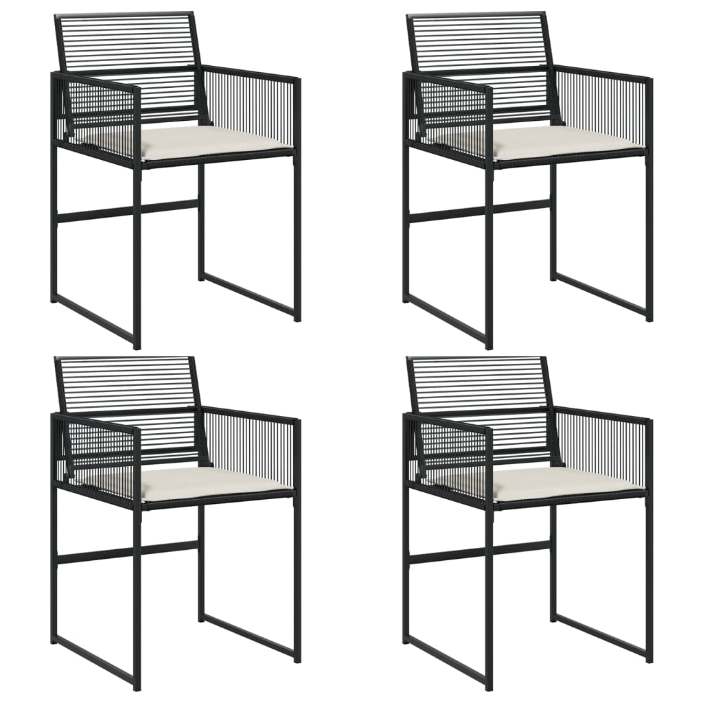 vidaXL Garden Chairs with Cushions 4 pcs Black Poly Rattan