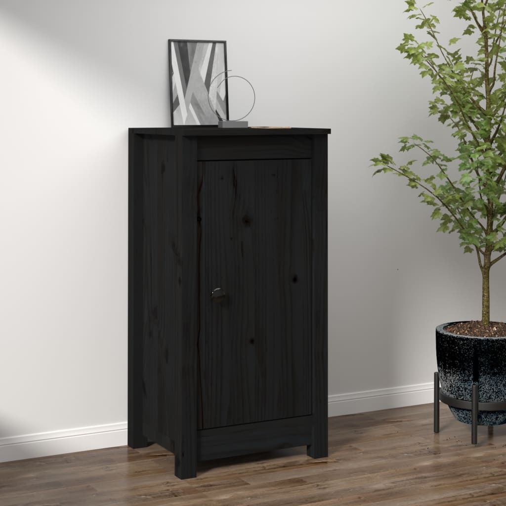 vidaXL Sideboard Black 39x35x80 cm Solid Wood Pine