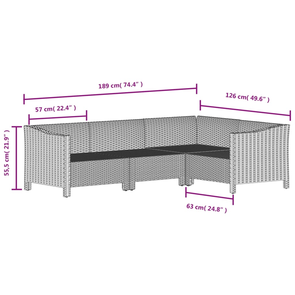 vidaXL 8 Piece Garden Lounge Set with Cushions Grey Poly Rattan