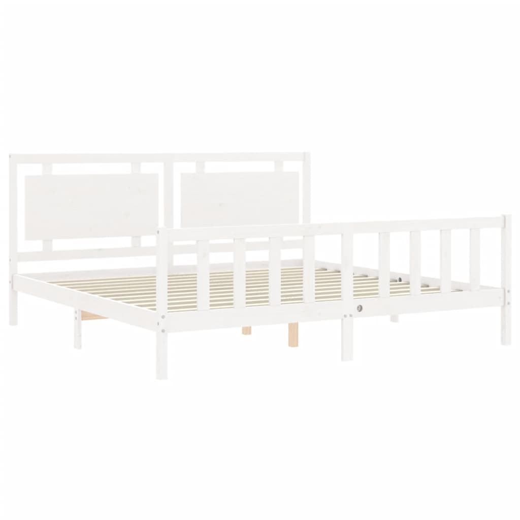 vidaXL Bed Frame without Mattress White Solid Wood Pine