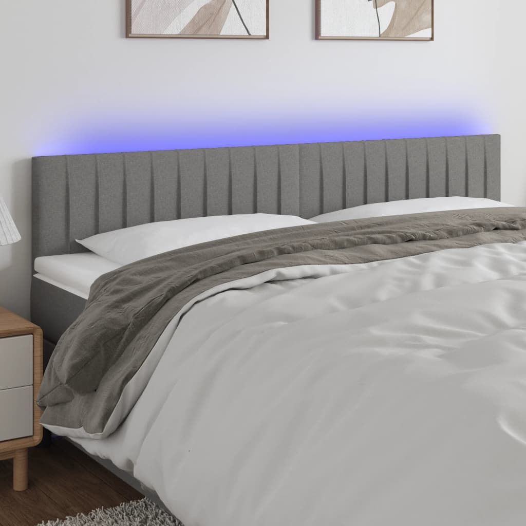 vidaXL LED Headboard Dark Grey 200 cm Fabric