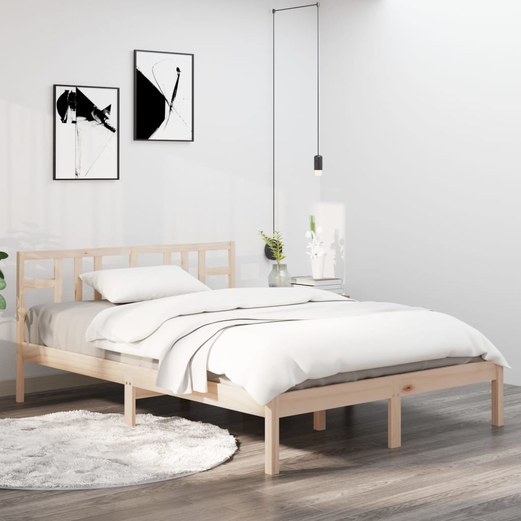 vidaXL Bed Frame without Mattress 135x190 cm Double Solid Wood