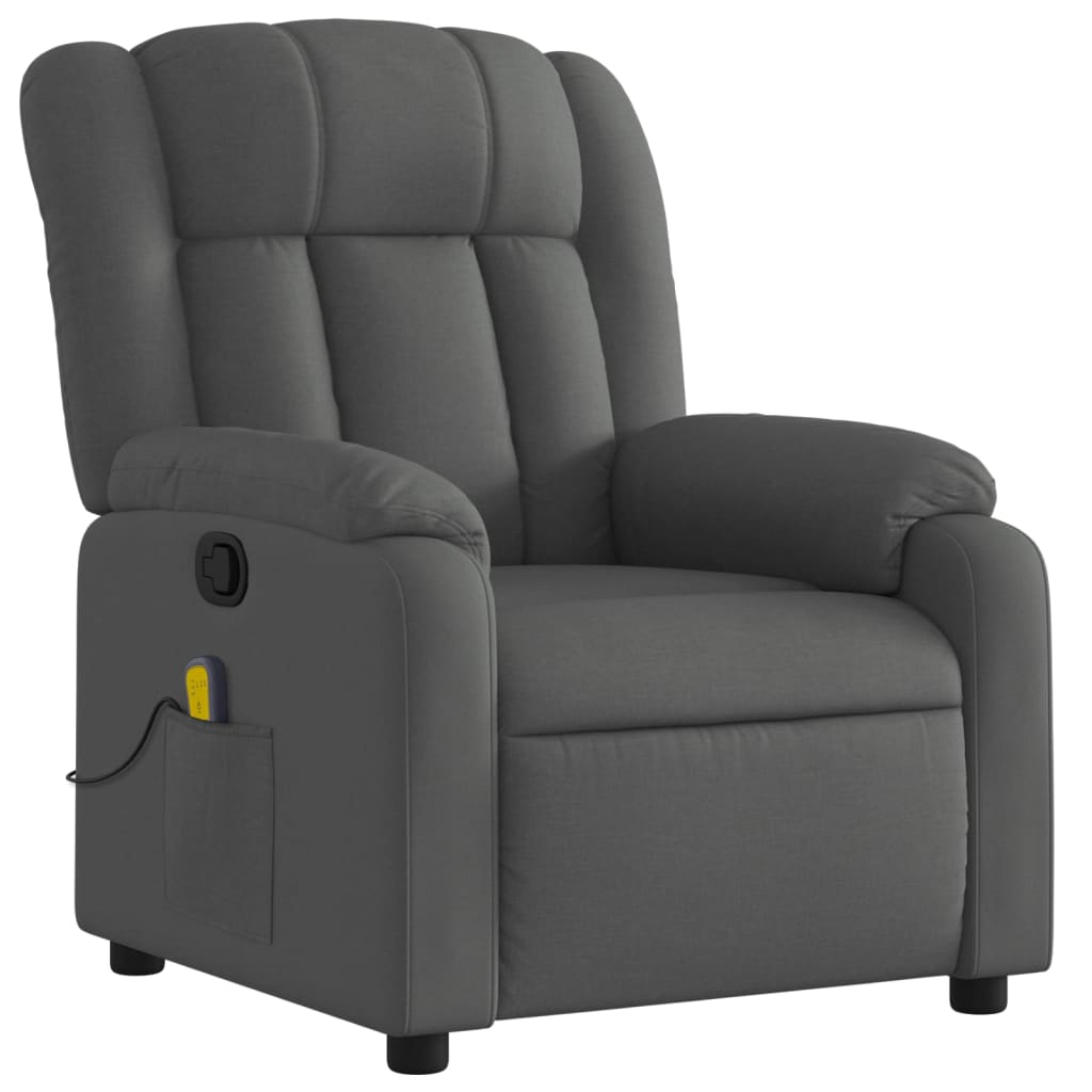 vidaXL Massage Recliner Chair Dark Grey Fabric