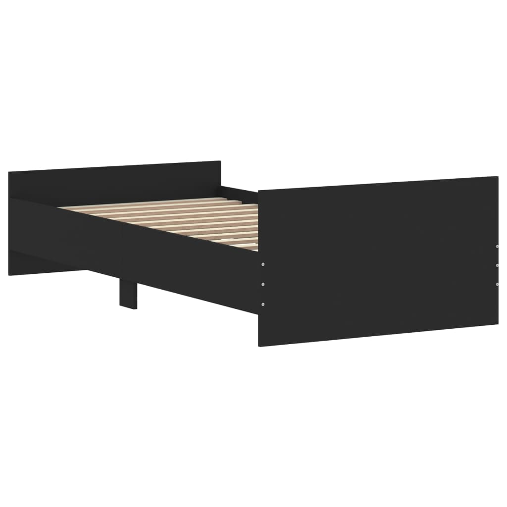 vidaXL Bed Frame without Mattress Black 90x190 cm Single Engineered Wood