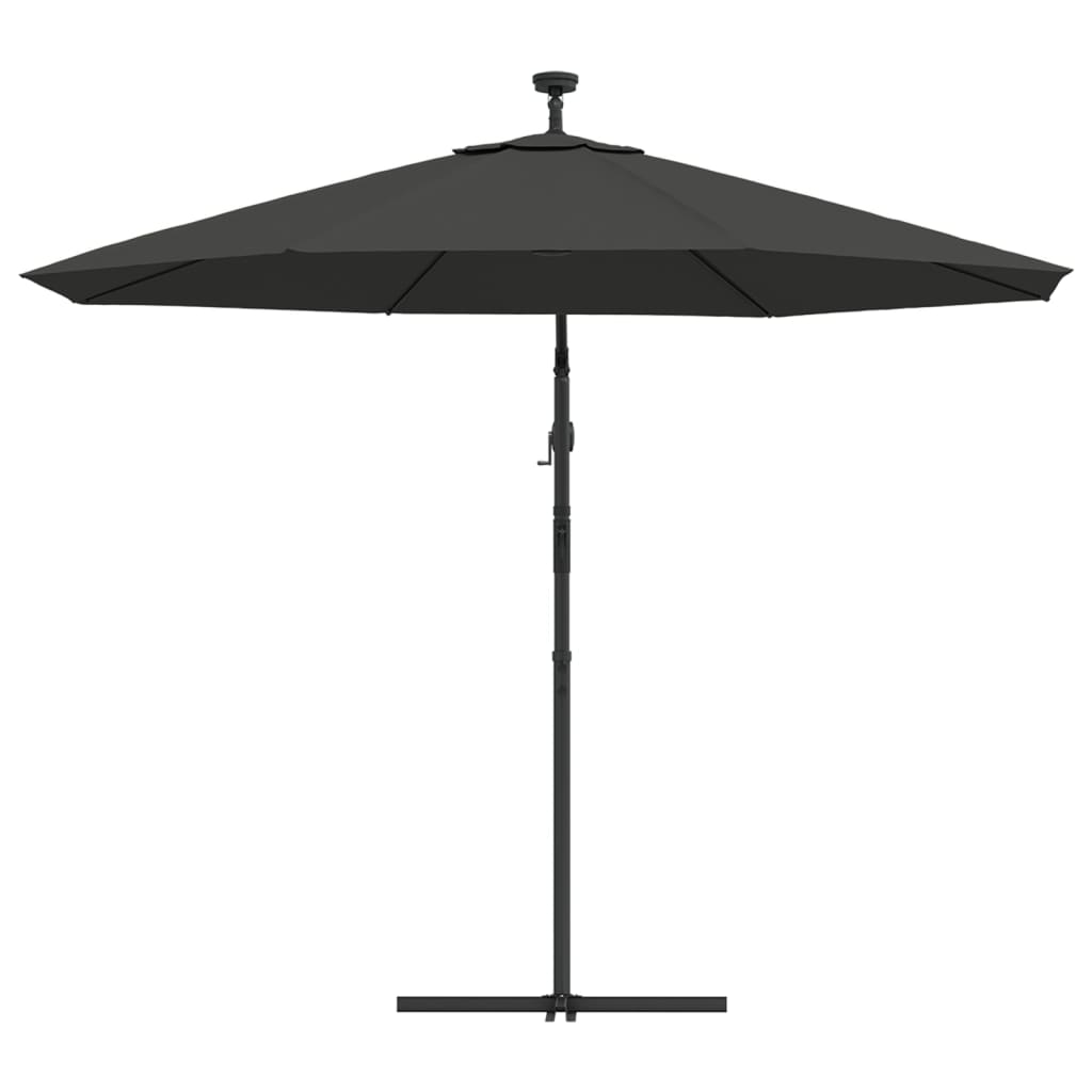 vidaXL Cantilever Garden Parasol with LED Lights and Steel Pole 300 cm Anthracite