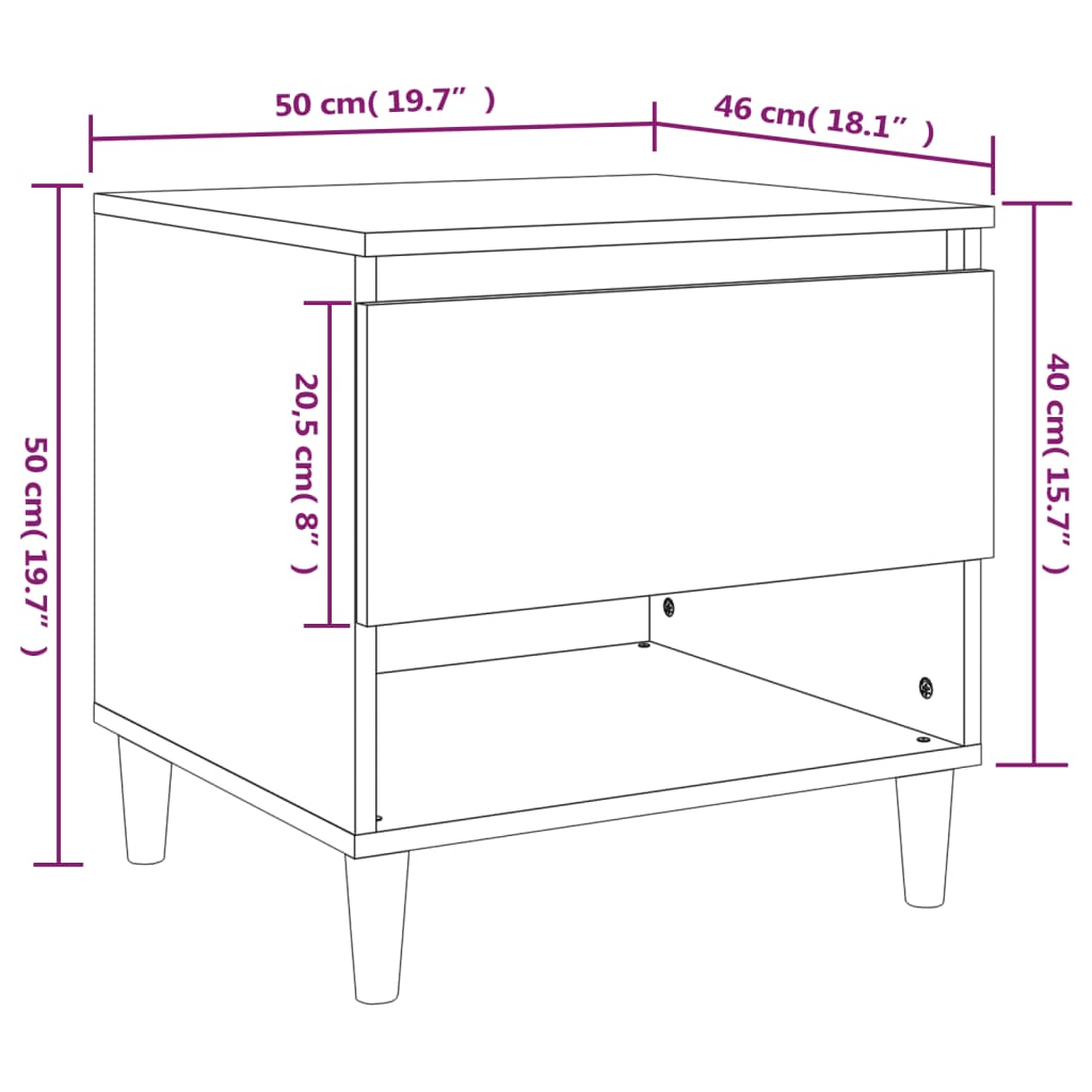 vidaXL Bedside Table Sonoma Oak 50x46x50 Engineered Wood